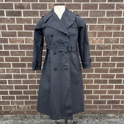 Vintage Halston for Misty Harbor Women's Black Faille Cloth Trench Coat, Size 8 - Image 1 of 4