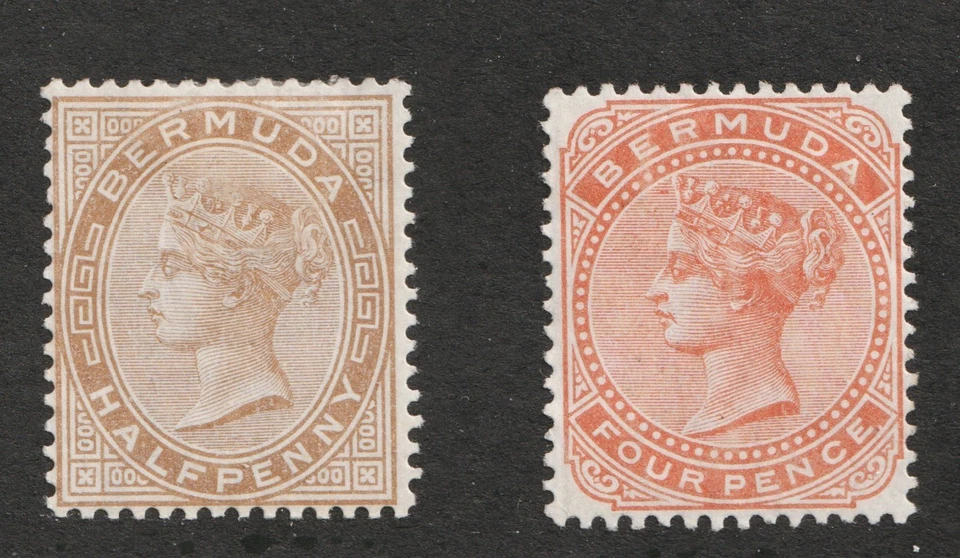 1880 Bermuda Sc# 16 & 17. Queen Victoria. MH Cv$29.75 - Image 1 of 1