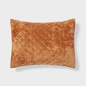 Threshold Luxe Diamond Stitch Velvet Quilt Sham - Standard, Camel #8469 - Picture 1 of 9