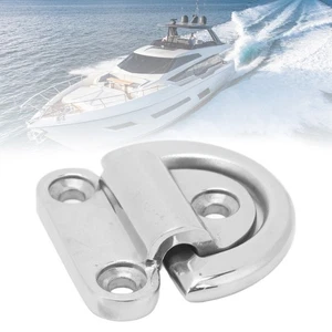60*58mm Marine Folding Pad Eye 316 Stainless Steel D Ring Anchor  Marine Use - Picture 1 of 13