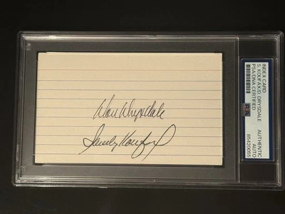Sandy Koufax Don Drysdale Signed Index Card 3x5 PSA/DNA COA Slabbed HOF Dodgers - Image 1 of 2