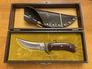 VINTAGE BUCK "KALINGA" WOOD HANDLE HUNTING SKINNING KNIFE W/SHEATH W/BOX - Picture 1 of 14