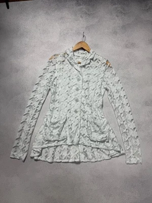 Cárdigan Rundholz Etiqueta Negra Dip Botones Blazer Malla Top Blanco Talla S Foto 1 de 4