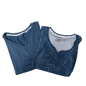 Live 2 Lounge Damen Pyjama Shirts Gr. XL Kurzarm Shirt Tank Top Pyjama Blau - Bild 1 von 12