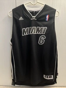 Vintage Adidas Miami Heat Lebron James Blackout Trikot Kinder Jugend XL aufgenäht - Bild 1 von 12