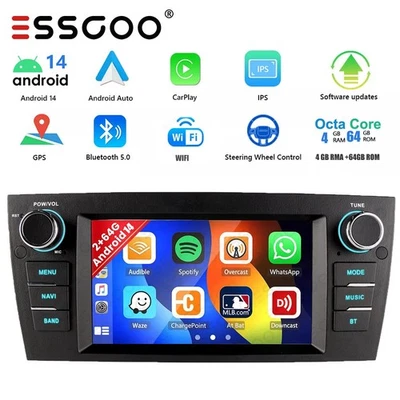 Radio estéreo para automóvil Apple CarPlay GPS BT para BMW Serie 3 E90 E91 E92 E93 4+64 GB 7" Foto 1 de 4