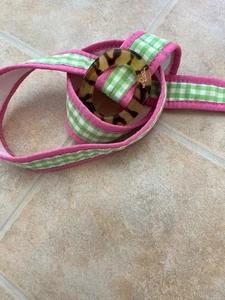 Cinturón de guinga Lilly Pulitzer para mujer M verde rosa blanco etiqueta tela vintage - Imagen 1 de 2