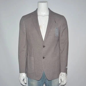 NWT MICHAEL KORS Classic Fit Stretch Taupe Herringbone Blazer Sport Coat 42R - Picture 1 of 7