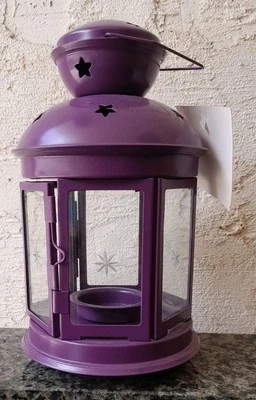 IKEA Purple Tea Light Candle Holder Lantern Metal & Glass  - Image 1 of 4
