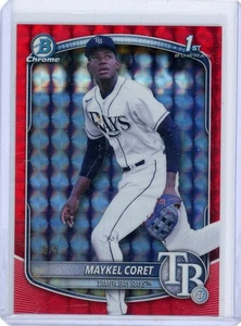 Maykel Coret 2025 Bowman Chrome 1st Geometric Refractor Red 5/5 Rays - Picture 1 of 2