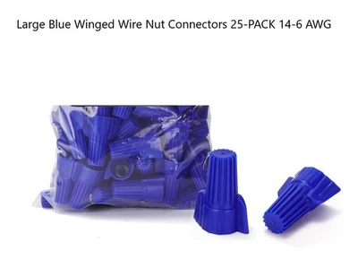 YMYP Large Blue Winged Wire Nut Connectors #14-6 AWG 25PK (Bulk Pack) Free Shipping!