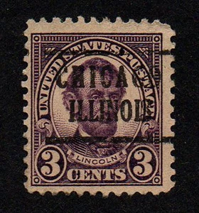 USA, SCOTT # 635, PRECANCEL CHICAGO, ILLINOIS, ABRAHAM LINCOLN JAHR 1927 - Bild 1 von 1