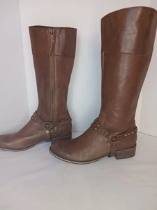 BP Nordstrom Women’s Brown Leather Tall Riding Boots With Studs Size 11 M - Picture 1 of 9
