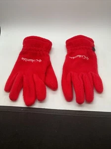 Columbia Fleece Clip Together Embroidered Logo Winter Gloves - Red - Youth Large - Picture 1 of 4