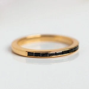 Natural Eternity Square Black Diamond Band Ring in 925 Sterling Silver For Gift - Picture 1 of 6