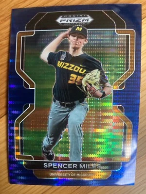 2022 Prizm Draft Picks Baseball #PDP136 Spencer Miles FOTL Blue Pulsar 6/9 - Image 1 of 2