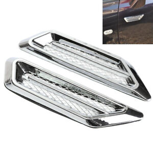 2x Plastic Chrome Car Air Flow Fender Side Vent Decoration Sticker Accessories