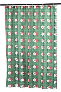 Holiday Christmas Winter Poinsettia Fabric Shower Curtain Standard Size 70 x 72  - Picture 1 of 1