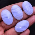4 Pcs Natural Blue Lace Agate Glossy Oval Cabochon 27mm-29mm Loose Gemstones Lot