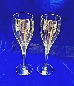 ROGASKA? CRYSTAL CHAMPAGNE GLASSES, MADE IN YUGOSLAVIA 9-1/4" T - Picture 1 of 9