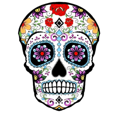 Halloween Sugar Skull floral temporary tattoos x 3 by Inkwear London 8x6 cm