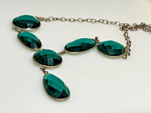 Vintage Sterling Silver 925 Pendant Necklace Statement Green Apatite Crystal - Picture 1 of 12