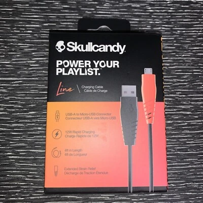 Skullcandy Line Round Charging Cable, USB-A - True Black/Orange New - Image 1 of 3