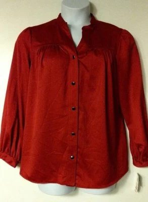全新 女式 Charter Club 女式 樱桃红色衬衫 上衣 尺寸 14W 假日 — 第 1/3 张图片