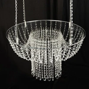 25" Clear Round Acrylic Hanging Crystal Chandelier Cake Stand Party Decorations - Picture 1 of 9