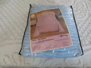 NOS Lady Madison POLYSTRIPE BLUE Polyester Pile FULL BEDSPREAD-approx 86" x 105" - Picture 1 of 6
