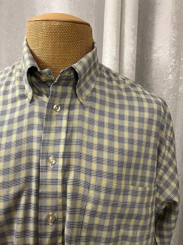 Camicia elegante uomo Burberry London giallo blu glen plaid nova check taglia large