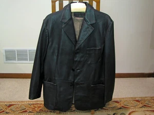 MENS ROUNTREE & YORKE BLACK/BROWN LAMBSKIN LEATHER JACKET - SPORTS COAT - MEDIUM - Picture 1 of 9