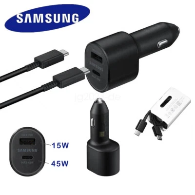 Cargador rápido original Samsung 45W coche cargador coche doble puerto USB-C cable - Imagen 1 de 4