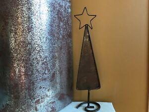 Rustic Metal Brutalist Torch Weld Tree with Star Christmas Holiday Folk Art 27”