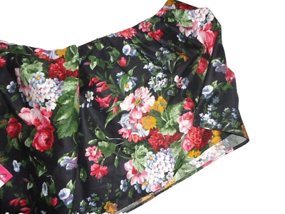 VINTRALPH LAUREN Cosette Isadora FLORAL Black pink red QUEEN BEDSKIRT 15" SPLIT - Image 1 of 4