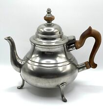 Vintage Kirk Stieff Colonial Williamsburg Pewter Teapot Rosewood Handle CW 80-12