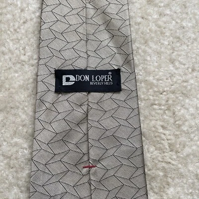 Vintage Don Loper Beverly Hills Vintage Champagne Black Silk Necktie - Image 1 of 4