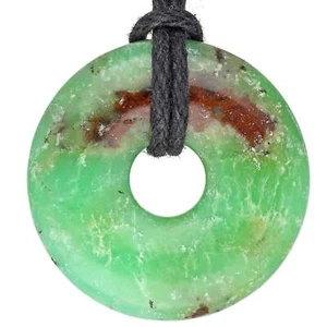 Donut de crisopras 30 mm colgante con cinta de algodón | Joyería de piedras preciosas - Imagen 1 de 6