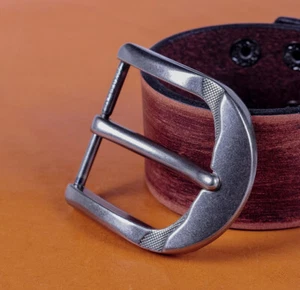 Metal Square Single Prong Pin Belt Buckle Fits 40MM Tongue Leather Belts Straps - Picture 1 of 11