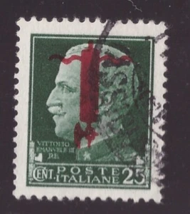 Italia RSI, 25 c. fascio rosso con soprastampa capovolta usato -DZ73 - Foto 1 di 3