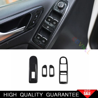Cubierta de interruptor de panel elevador de ventana de fibra de carbono para Volkswagen Golf MK6 2010-2013 Foto 1 de 4