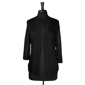 Chico's Womens Rita Cardigan Black Open Front Side Ruched Sweater 3 US XL/16 NWT - Picture 1 of 9