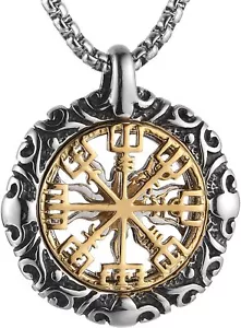 Collar colgante tótem solar hueco de doble cara de acero inoxidable amuleto vikingo 24 - Imagen 1 de 6