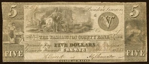 VERALTET - CALAIS, ME - WASHINGTON COUNTY BANK - 5 $ - 14. OKTOBER 1835 - ME 250 G16 - Bild 1 von 11