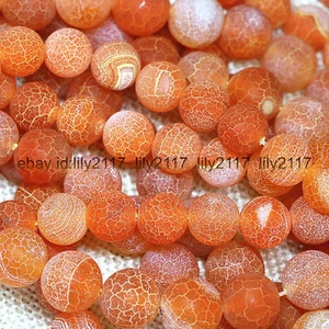 Natural 6mm Orange Fire Dragon Veins Agate Round Gems Loose Beads 14 inches AAA - Picture 1 of 6