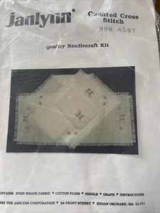 NEW Janlynn Cross Stitch Monogram Placemats Kit Set 4 - Picture 1 of 3