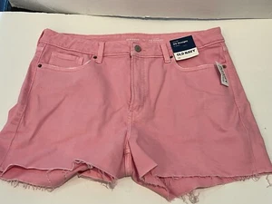 Old Navy Denim Shorts 14 Pink High-Rise OG Straight Cut-Off Trendy Women’s - Picture 1 of 8