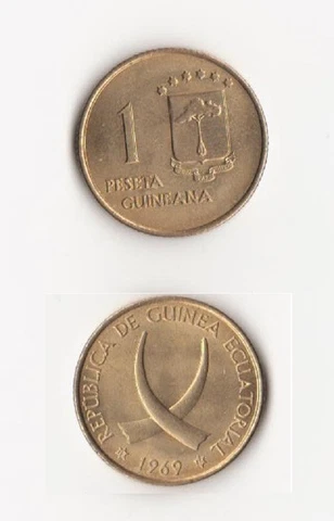 Equatorial Guinea - 1 Peseta Guineana 1969 aUNC Lemberg-Zp Cover