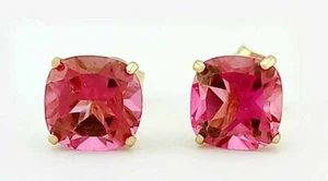 GENUINE 2.10 Cts PINK SAPPHIRE STUD EARRINGS 14K GOLD-Free Certificate Appraisal - Picture 1 of 8