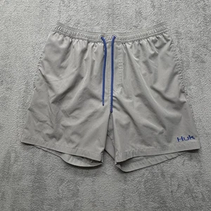 Huk Shorts Mens Medium Gray Performance Fishing Swim Trunks Mesh Lined Quick Dry - Picture 1 of 8